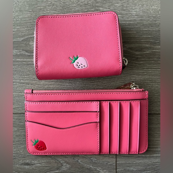 NWOT 🍓🦄Kate Spade Pink Strawberry Card Holder and Wallet Bundle - Picture 2 of 16
